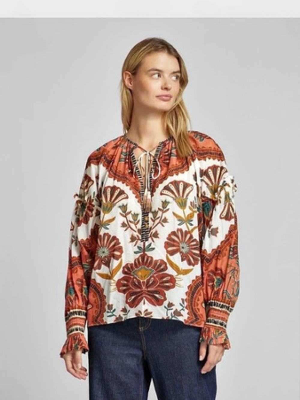 FARM Rio Riad Botanical Multicolored Blouse Size Medium - Picture 4 of 9